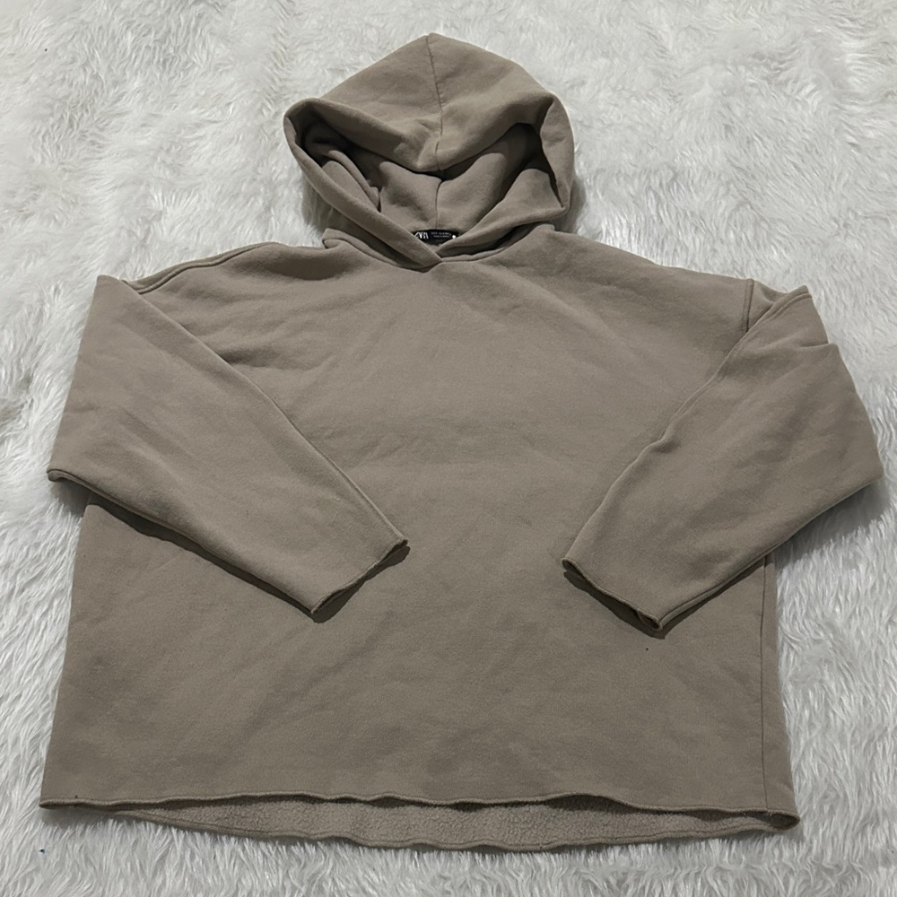 Zara Beige Hoodie Sweatshirt